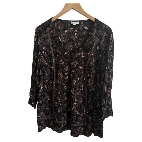 J. Jill Tops - J. Jill Women's Peasant Blouse  Floral Boho Cottagecore Fairy rayon size large